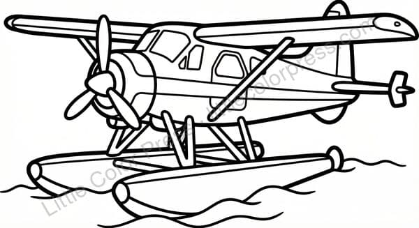 Seaplane coloring page, inspired by de Havilland DHC-2 Beaver
