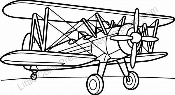 Biplane coloring page, inspired by Stearman PT-17