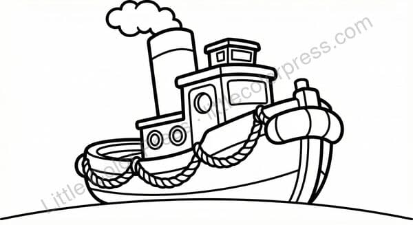 Tugboat coloring page