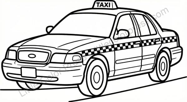 Taxi Cab coloring page, inspired by Ford Crown Victoria