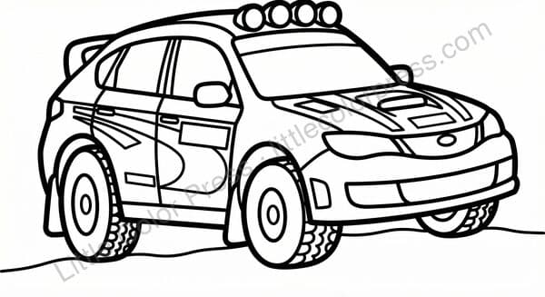Rally Car coloring page, inspired by Subaru WRX STI