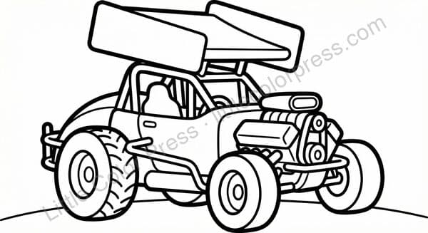 Winged Sprint Car coloring page