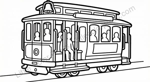 Cable Car coloring page, inspired by San Francisco Cable Car