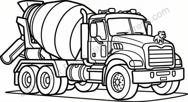 Concrete Mixer Truck coloring page, inspired by Mack Granite